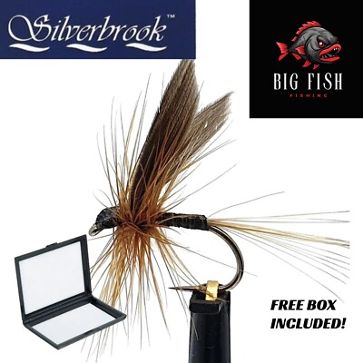 12 x Silverbrook Ginger Quill Forellenfliege - Trockenfliegenfischen 14.12.16 + GRATIS BOX