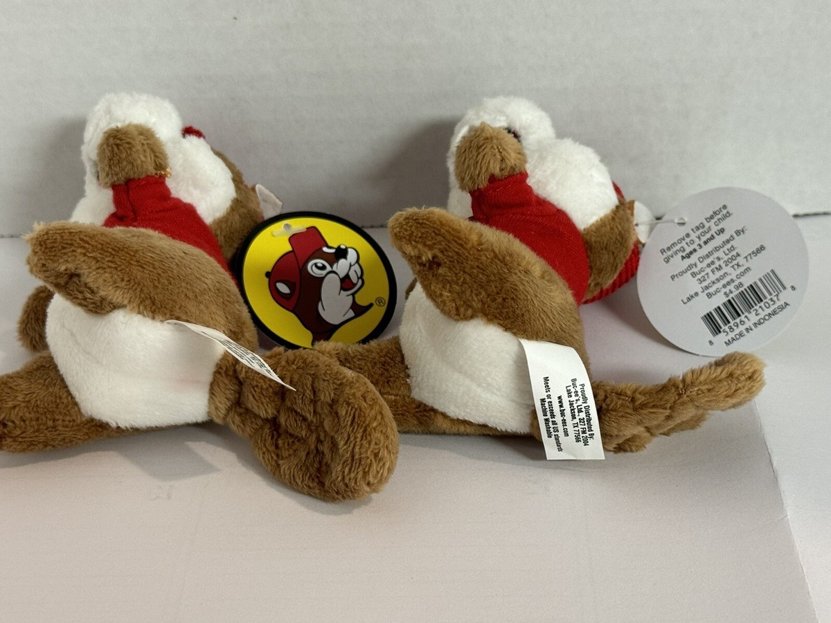 4 Portachiavi Peluche Buc-ees Castoro Autentico – Mini 3'' – Nuovi Con Etichette - 2
