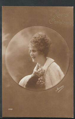 Gruß Postkarte - Frohe Weihnachten - Glamouröse junge Dame RS6344