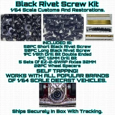 Black Rivet Screw KIT SELF TAP For 1/64 Scale Customs Restorations