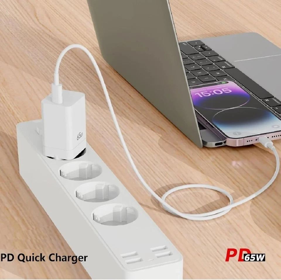 65W USB 3.1 Typ C Ladegerät Adapter für Cubot KingKong ES Strom Stecker WEIß - Bild 4 von 4