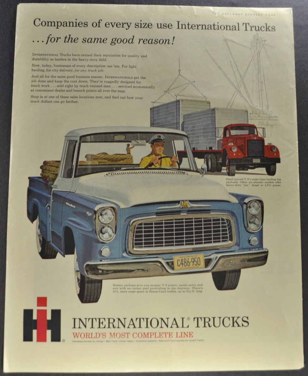1960 International Pickup B-110 Truck Large Size Print Ad