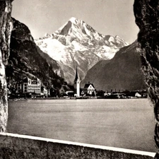 Vintage 1940s RPPC Axenstrasse Vierwaldstattersee Fluelen Bristenstock Postcard