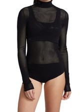 Fendi Micro Mesh Black Net Bodysuit W/ Bra L24707 Woman's Size L