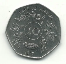 HIGH GRADE BU 1987 UGANDA 10 SHILLINGS COIN-AGT565