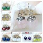 AU STOCK CHIC 12MM MULTIPLE GENUINE NATURAL STONE GEMSTONE SILVER EARRINGS EA010