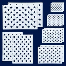 6 or 12 Pieces American Flag 50 Star Stencil Templates 6 Sizes American Flag