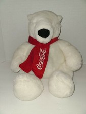 Vintage Coca-Cola Coke Polar Bear 9" Plush Soft Toy Stuffed Animal w/ Scarf