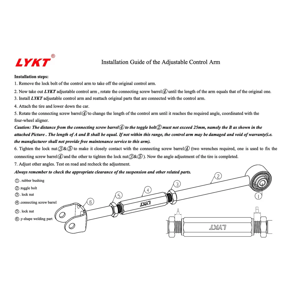 LYKT 2pcs Rear Adjustable Toe Kit for Toyota Camry、Avalon &Lexus ES350 ES300h Foto 3 de 4