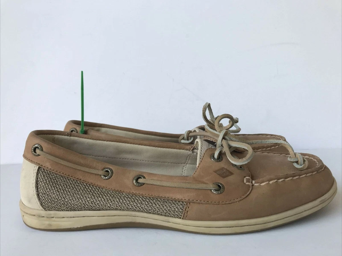 sperry top sider women Leather Fabric Boots Shoes 61428 Tan 9.5M