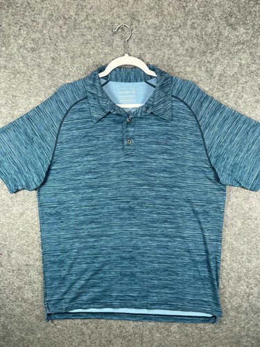 Merrell Polo Shirt Mens Large Blue Opti Wick UPF 50 Short Sleeve Casual Work