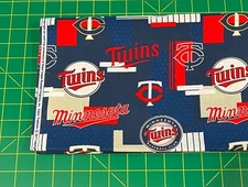 Minnesota Twins Patch Fabric, HALF YARD, Baseball Team 100% Cotton Fabric-Washed