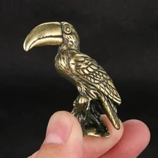 Brass Parrot Bird Figurine Small Animal Statue Office Home Decoration Toy
