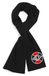 100% AUTHENTIC NEW MEN GUCCI LOGO PATCH BLACK WOOL SCARF 