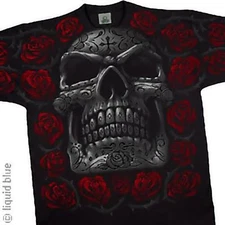DAY OF THE DEAD-SKULL-CROSS-ROSES-2 Sidd-T-SHIRT XL,2X  w/Vintage Tags RARE-LMTD