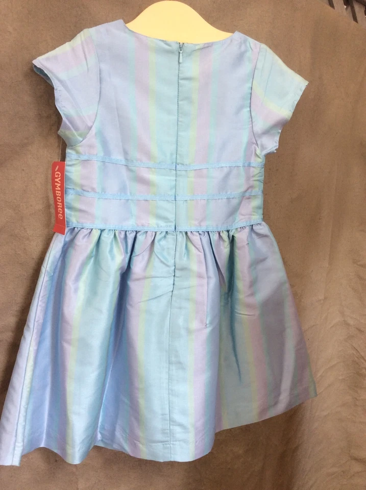 Girls 4 4T PARTY DRESS 100% SILK OMBRE Special Light Blue NWT Bows Gymboree NEW - Image 3 of 4