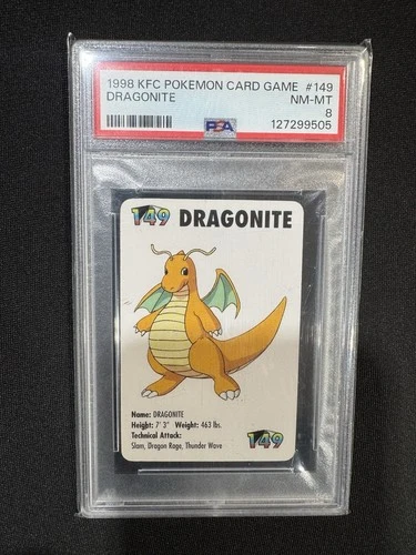 Dragonite #149 Pokemon Trading Card Game Mini KFC 1998 Nintendo WOTC PSA 8