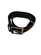 Polo Ralph Lauren Black Leather Belt Brass Buckle Size 38 USA Classic flaw