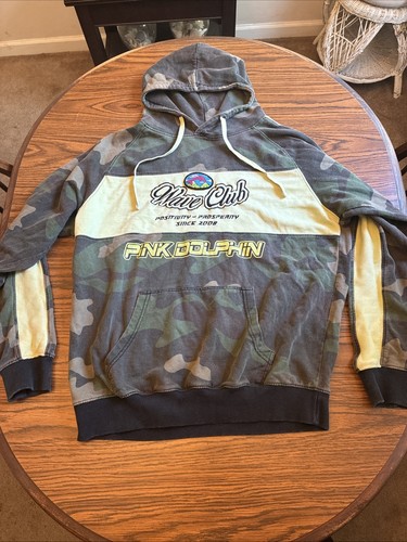 Pink Dolphin Wave Club Hoodie Positivity Prosperity Sweatshirt Size XL