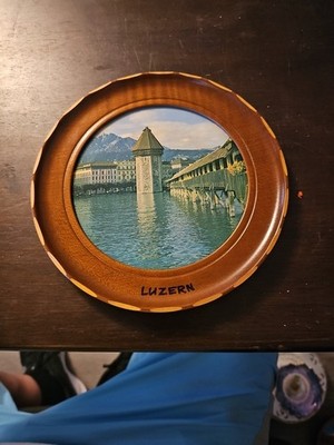 Vintage Hand Painted Wooden Wall Art Luzern Switzerland