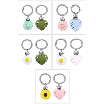 Matching Pair Floral Leaf Key Clip Premium Alloy Material Hat Bag Decorations