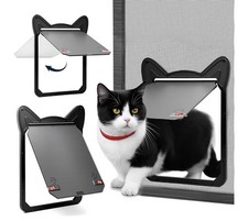 Pet Screen Door Magnetic Lock Small Dogs and Cats Black Larage NEW
