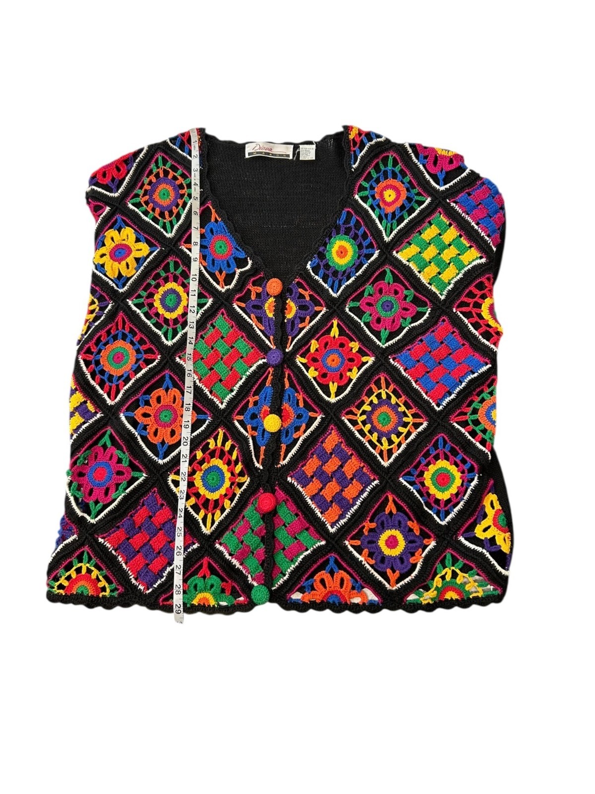 Granny Square Crochet Patchwork Cardigan Rainbow … - image 8