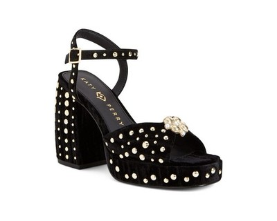 katy perry collections The Meadow Ornament Black Velvet Chunky Y2k Heel 7