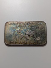 Vintage Toned Silver International Trade Unit 1 Oz 999 Silver Bar 85.00 per troy oz