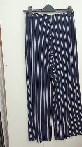 Kim & Co Brasilien Jersey Streifen weites Bein Hose marine neu Gr. Medium Petite j4