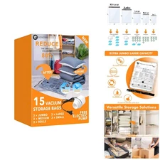 15 Pack Vacuum Storage Bags with Electric Pump - Protect Your Belongings