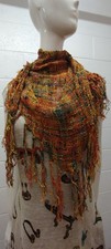 Vintage Wrap Brown Knit Rayon Scarf Hippie Unisex Earth Colors Urban Chic 1990s
