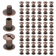 50 Set Phillips Chicago Screw M4 x 8mm Metal Binding Post Screw Red Copper