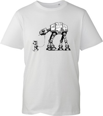 Unisex Sci Fi Robot Walker Grafik T-Shirt weiß Neuheit Parodie bedruckt Tee