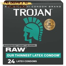 TROJAN BareSkin Raw Thin Condoms, Lubricated Thin Condoms, 24 Count Pack NEW