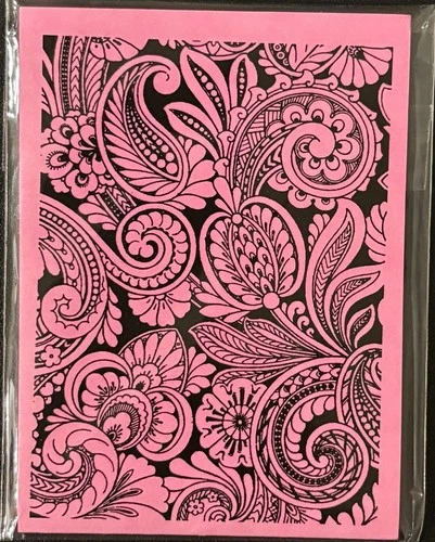 Invoke Arts Floral Paisleys Unmounted Rubber Stamp 2.75” wide X 4”