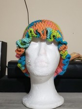 handmade crochet rainbow hat ruffle