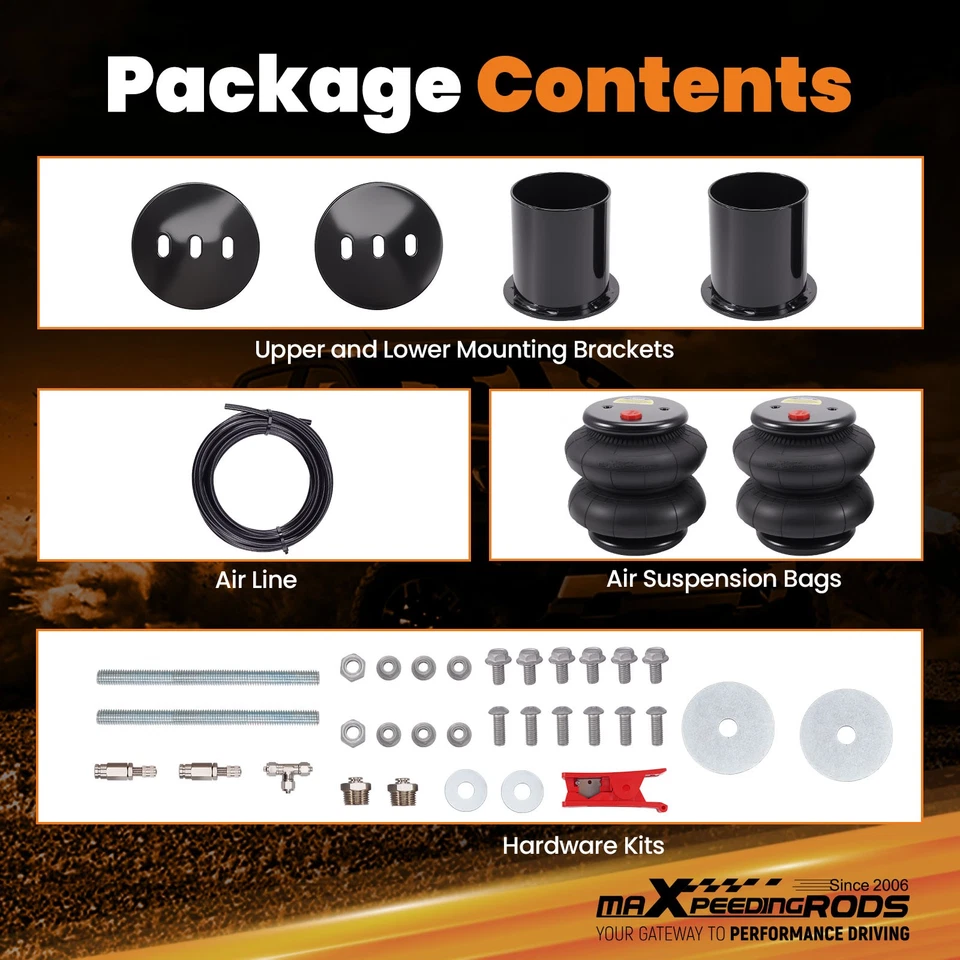 Bolsas de aire traseras de 5200 libras con soportes para Chevy Impala Biscayne 1965-1970 Foto 2 de 4