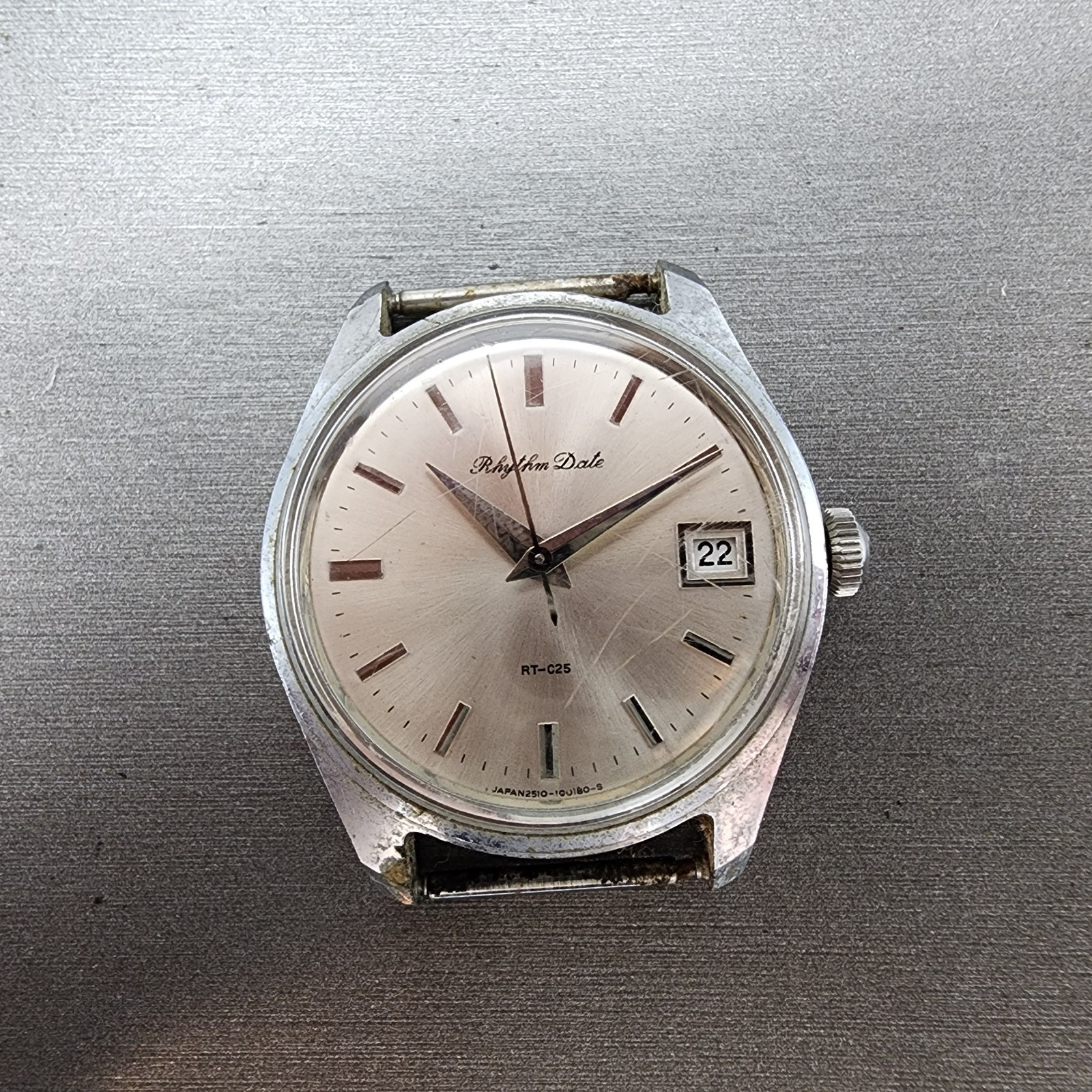 Citizen Rhythm Date Manual Watch Men 33mm Silver Dial Silver Tone Date Runs