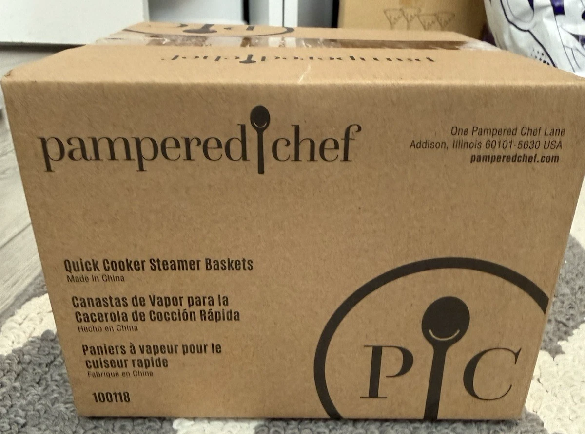 Pampered Chef Quick Cooker Steamer Baskets SET OF 2 #100118 New in Box