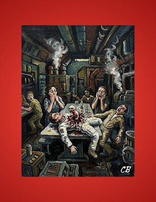 Alien Chestburster Scene | ACEO Art Card | Sci-Fi Horror | Classic Film Art
