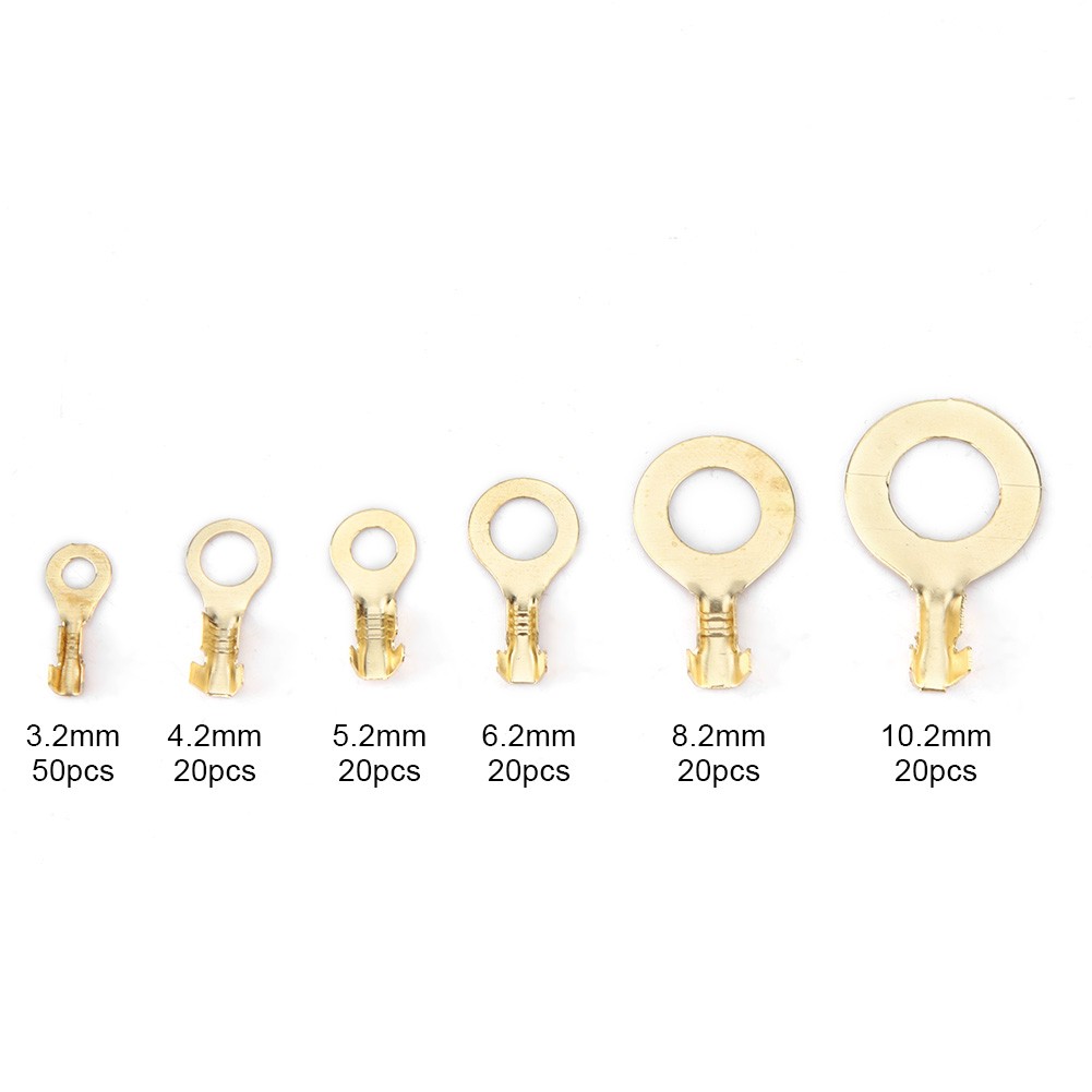 3.2/4.2/5.2/6.2/8.2/10.2mm O Type Round Bare Cold Crimp Terminal Brass Wiring