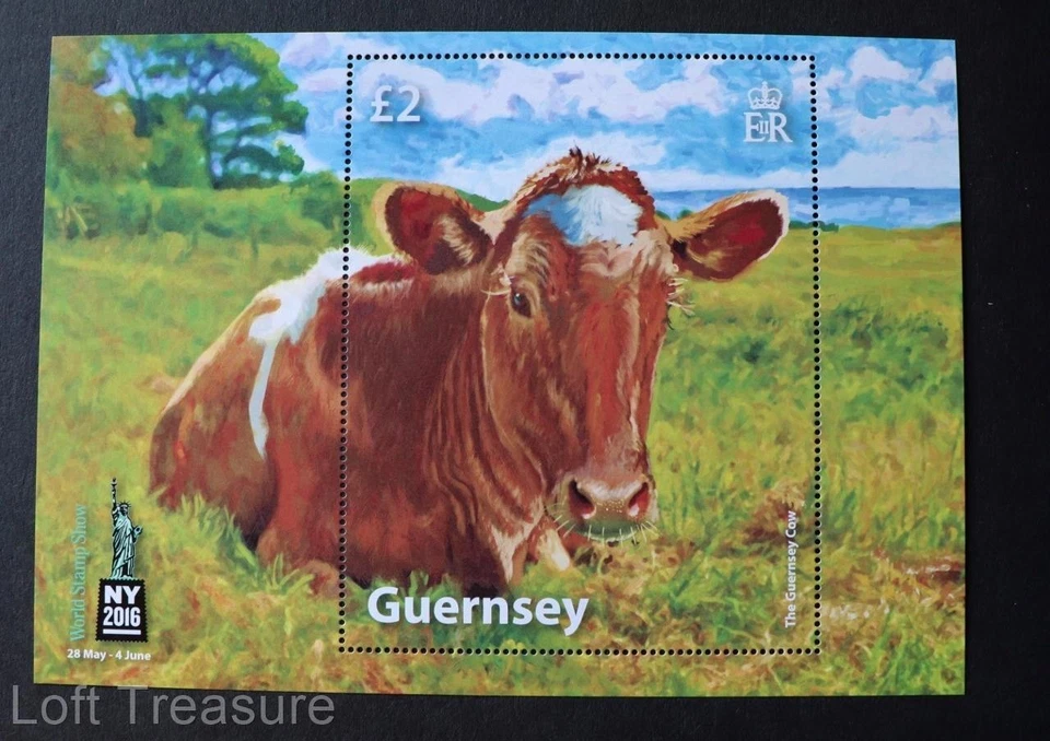 Guernsey Stamps: "World Stamp Show NY 2016 - Golden Cow" Presentation Pack 2016 - Image 2 of 4