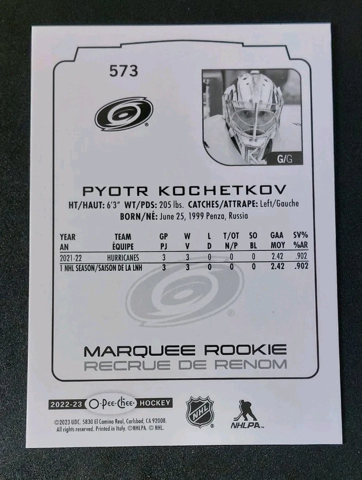 2022-23 O-Pee-Chee Pyotr Kochetkov Marquee Rookie Card #573 - Image 2 of 2