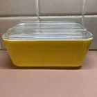 Vintage Pyrex Yellow Rectangle Dish 0502 1-1/2 PT. With Lid
