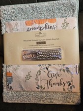 NEW Pbs HomeGoods PUMPKIN HOME 14 Piece Recycled Shower Curtain  Bath Rug Set 