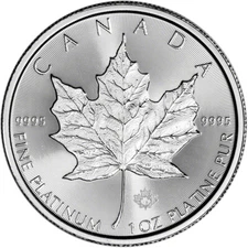 Canada Platinum Maple Leaf - 1 oz - $50 - BU - .9995 Fine - Random Date