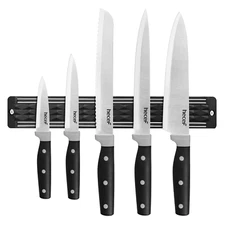5PCS Kitchen Knife Set w/Magnetic Knife Strip Stainless Steel Sharp Chef Knife