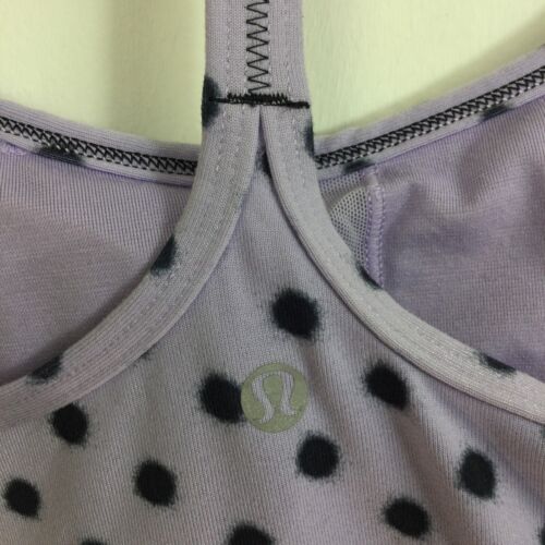 Lululemon Womens Power Y High Noon Purple Lilac Black Dot Tank Top Size 4 - Picture 5 of 8