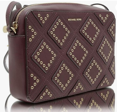 Plum Large Logo Crossbody NWT Michael Kors DIAMOND GROMMET Jet Set